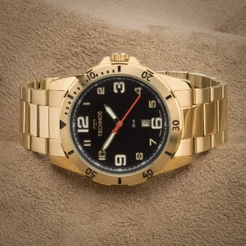 Relógio Masculino Technos Dourado Militar A Prova D'Água Original Presente Homem Namorado Marido Esposo