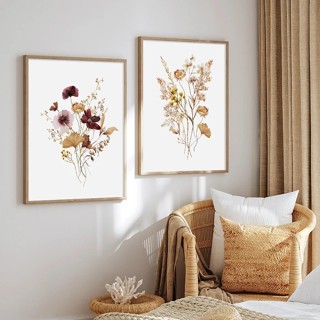 Quadro decorativo 2 peças 20x30 flores coloridas abstrato moderno decoração para casa sala quarto hall