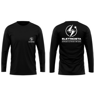 Camiseta Estampada Eletricista Coloridas M/Longa (Estampa Peito e Costas) Gola Redonda
