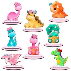 Centro De Mesa Dinossauro Rosa Personalizado Nome e Idade 10 cm Lembrancinha Display Enfeite Totem