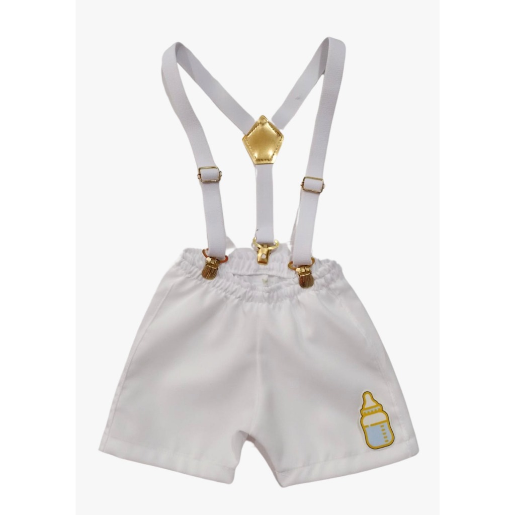 Conjunto Bebê Menino Roupa Festa Ano Novo Infantil Short E Suspensório
