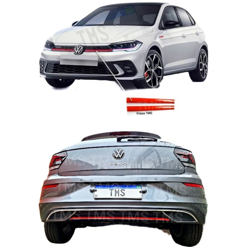 Novo Polo Kit Aplique Sport  Vermelho e Detalhe Difusor Parachoque