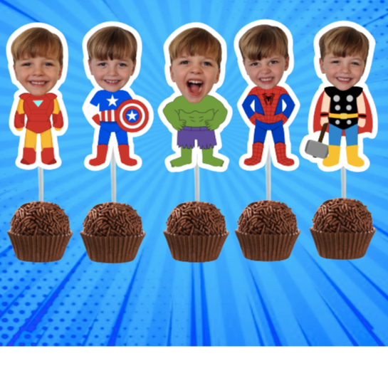 KIT  TOPPER PARA DOCINHO ROSTINHO PERSONALIZADO OS VINGADORES aniversário menino, só um bolinho em Oferta na Shopee