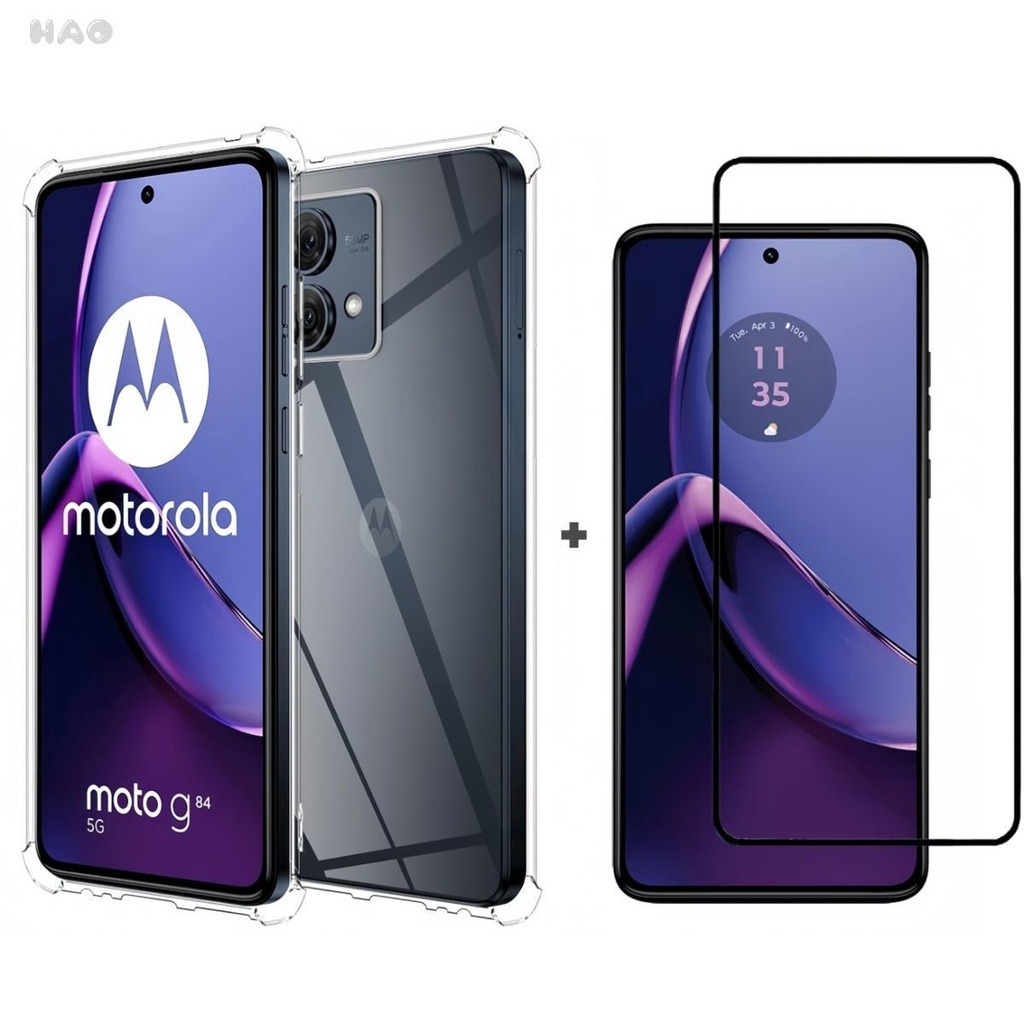 Kit Capa Anti Impacto + Película Vidro 3D/ Moto G84 em Oferta na Shopee