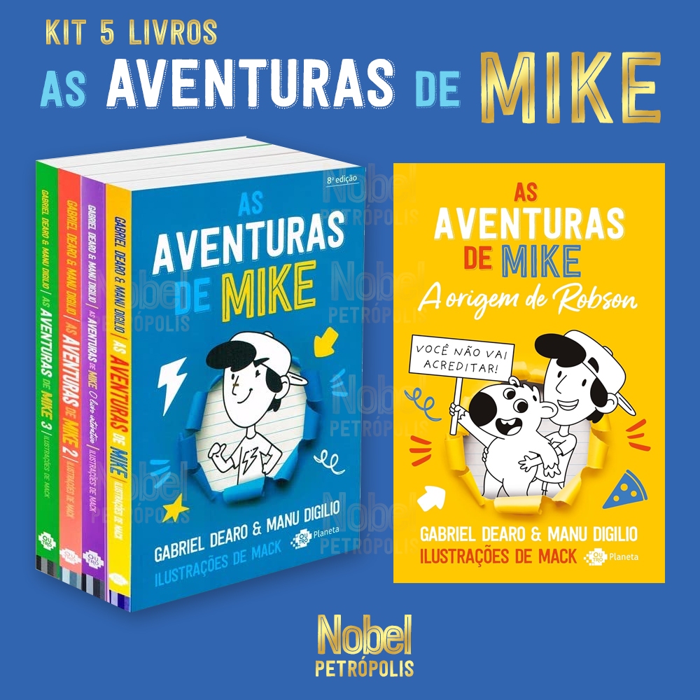 Kit As Aventuras de Mike | 5 Livros | 4 Livros de História (Vol. 1, 2, 3 e 4) + 1 Livro Interativo