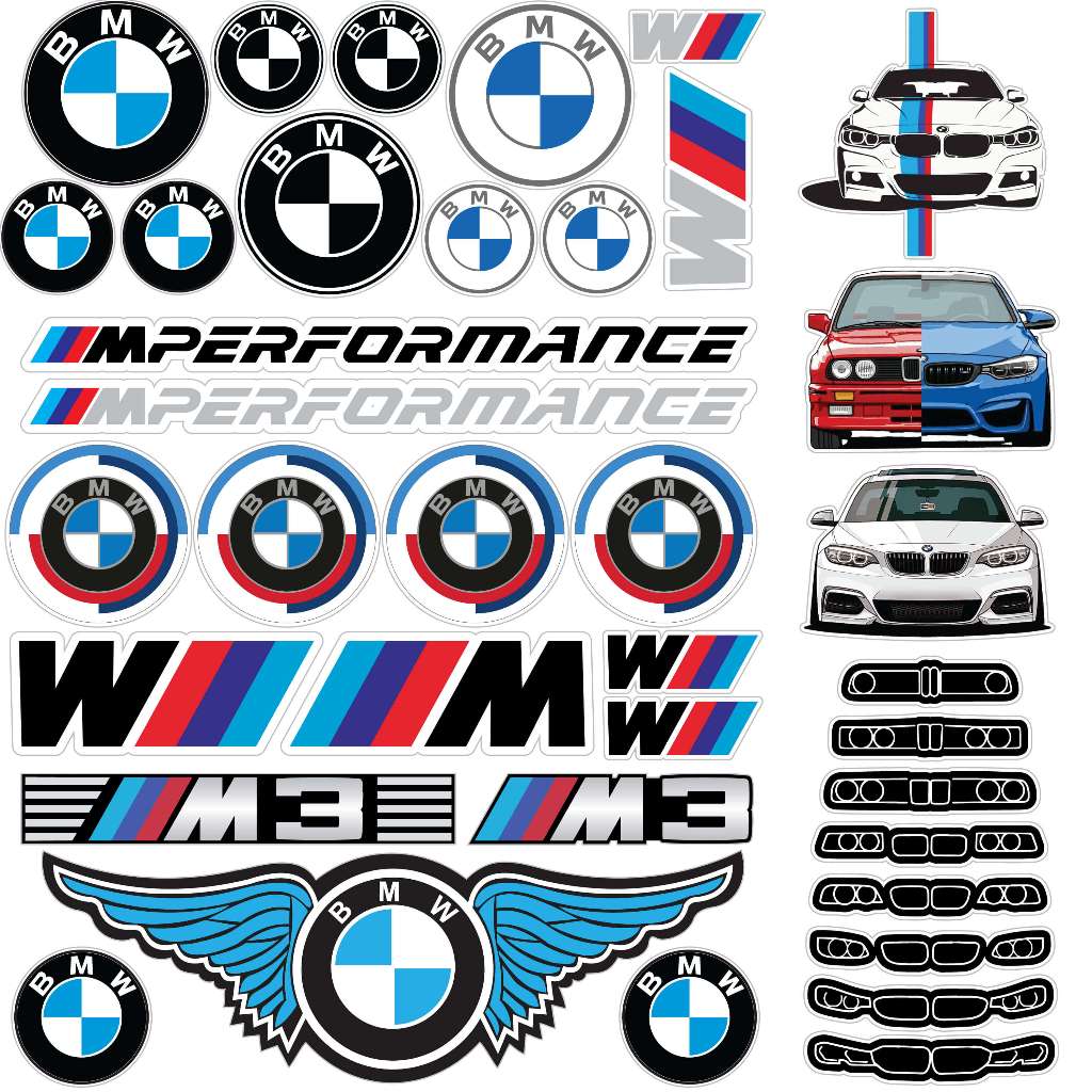 Super Cartela Adesivo BMW 37 adesivos, carro, moto, bike, capacete, baú, geladeira, notebook etc.