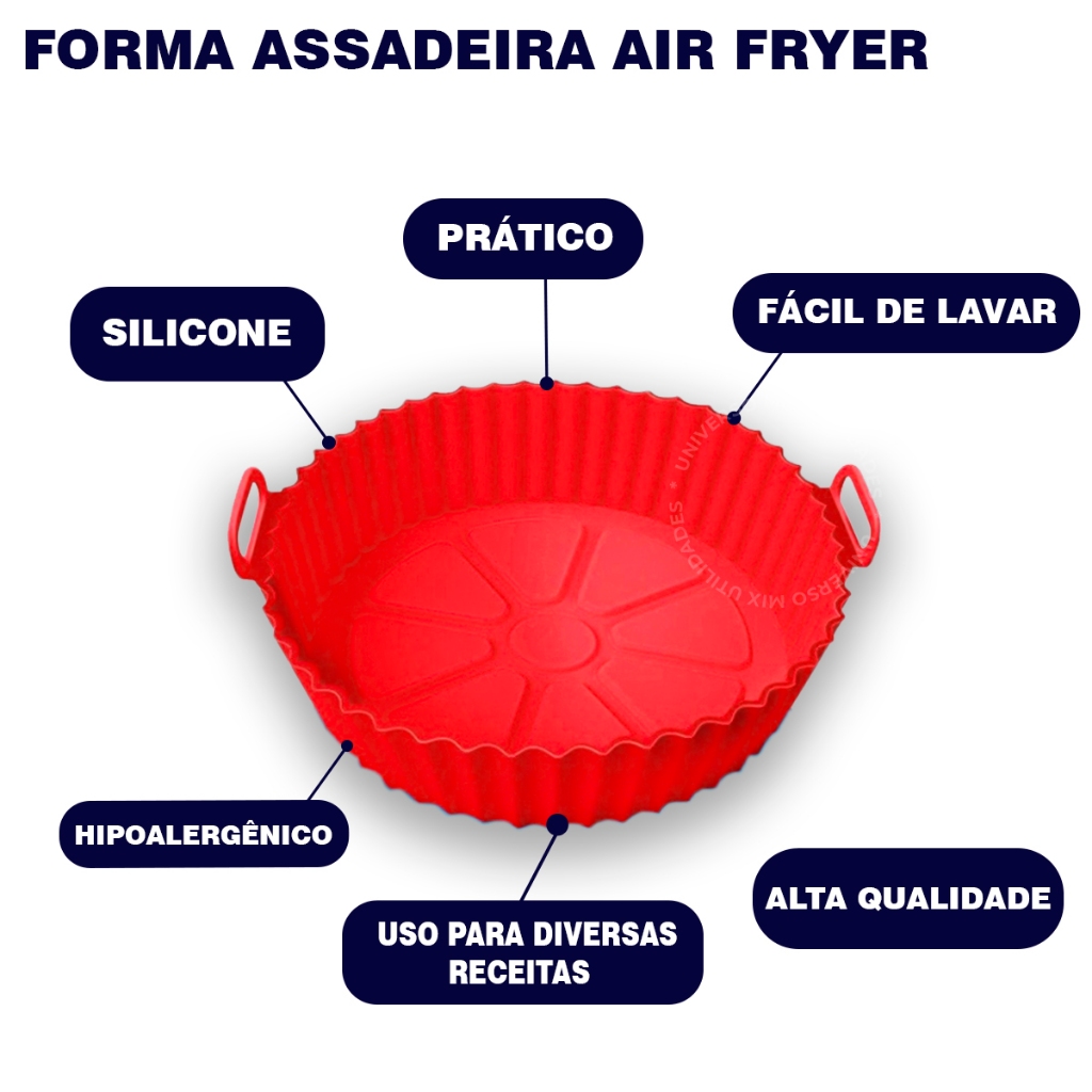 Kit 3 Formas Assadeira Para Fritadeira Air Fryer Em Silicone - Flexível Lavável · foto 2