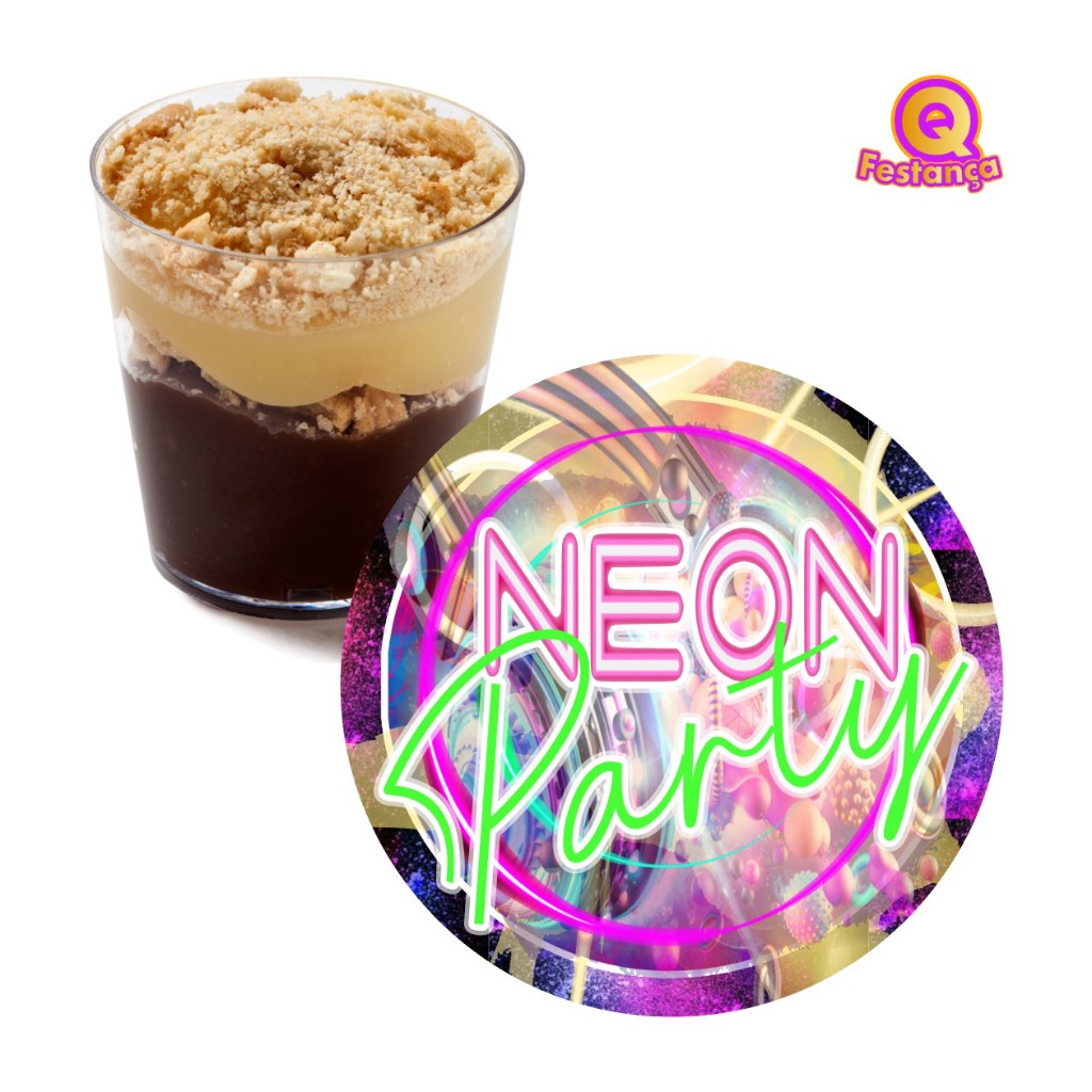 Adesivos para Brigadeiro 3x3cm Balada Neon - Pronto para ser aplicado, Tema de Festa Neon, Kit Balada, Kit Neon.