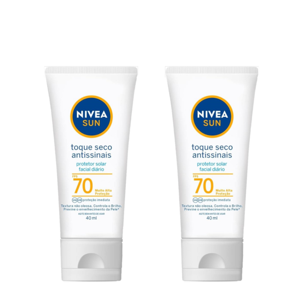 Kit 2 Protetor Solar Facial Nivea Sun Toque Seco Antissinais Fps70 - 40ml ( 2 unidades)