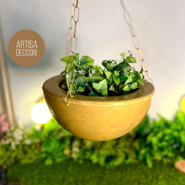 Vaso para decoração e plantas em polietileno bacia mini com corrente para pendurar em Oferta na Shopee