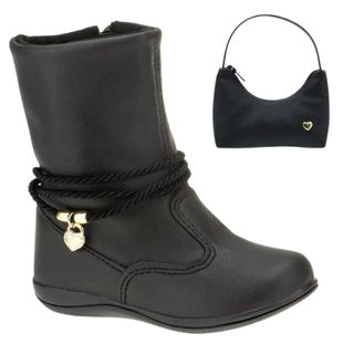 Bota Infantil Feminina Menina Club Happy Com Bolsinha