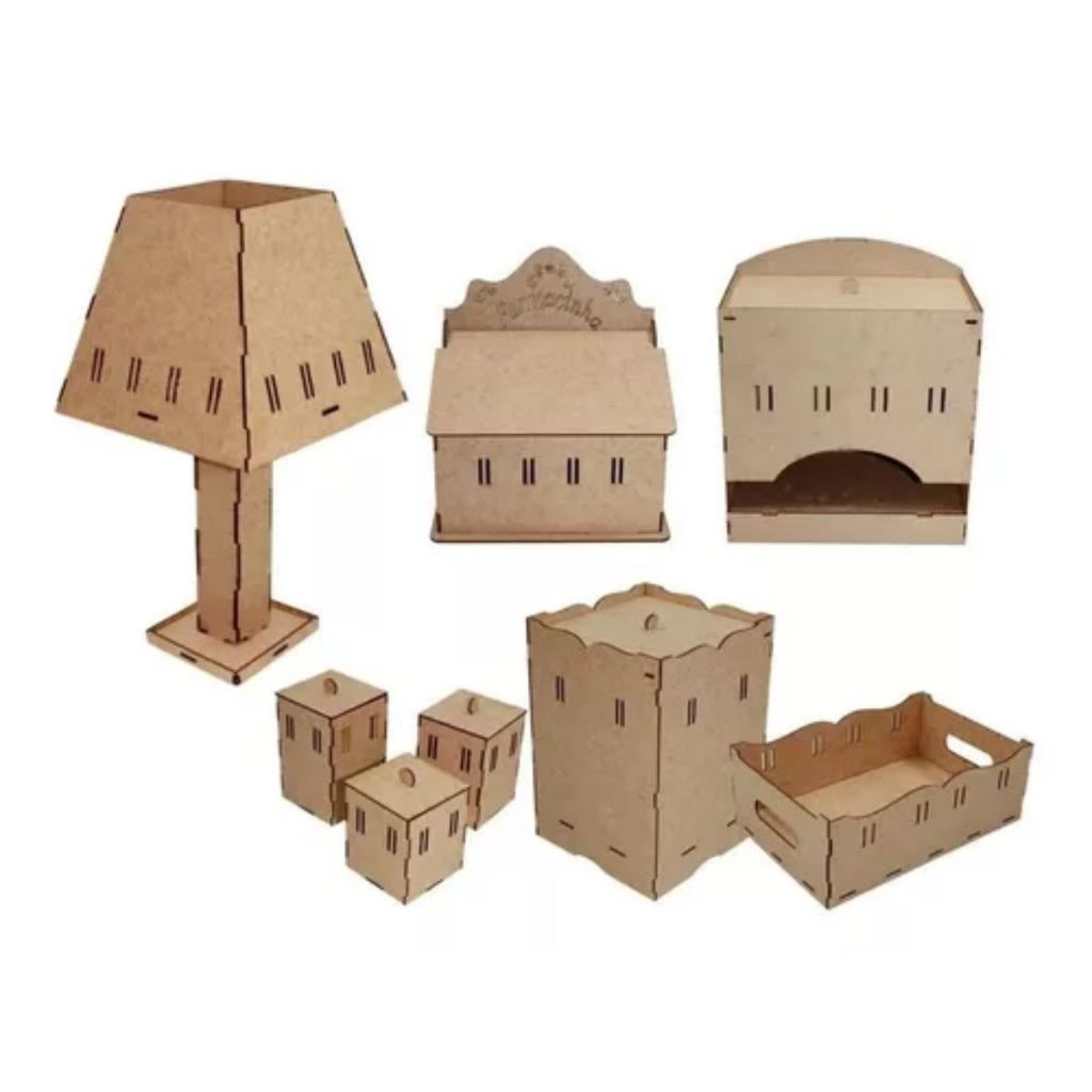 Kit Bebê Higiene Maternidade Madeira Mdf Cru Liso Farmácia