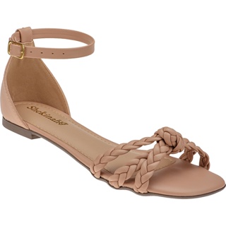 Sandália Feminina Rasteira Bico Quadrado Shekinah Trança em Nó com Traseiro Fechado em Oferta na Shopee