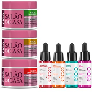 Kit 3 Máscaras Cronograma Capilar Creme Eico Salão Em Casa Hidratação Nutrição e Reconstrução 270g