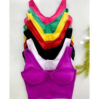 Cropped Feminino Com Bojo Retro Modelador Luxo Alça Grossa Neoprene Reforçado Croped Regata