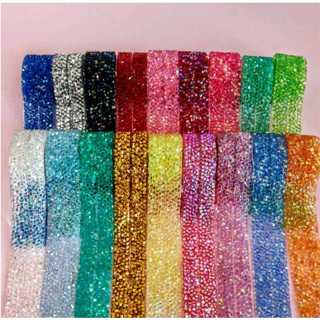 MANTA DE STRASS CRISTAL TIRA DUPLA 2X40 CM duas tiras