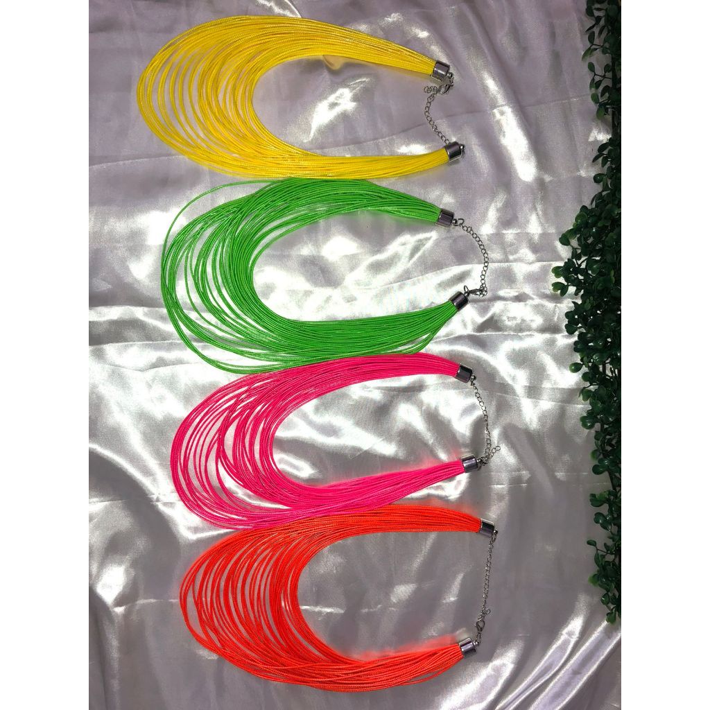 Max Colar De Fios Encerado Artesanal Neon Tendência Verão 2024 em Oferta na Shopee