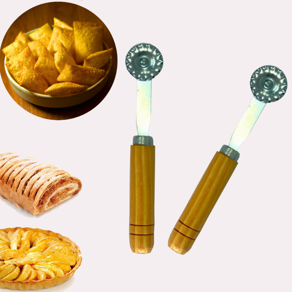 Cortador Massas Pasteis e Pizzas Manual Pequeno Cabo Madeira