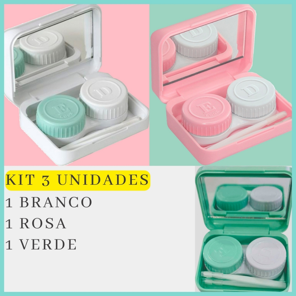 Kit 3 Unidades de Porta Estojo para Lentes de Contato Pocket Top Line (Sem Logo) - Look Vision
