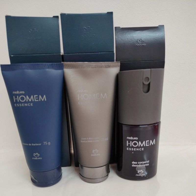 kit Natura Homem Essence ( creme para barbear, Balm pós barba, desodorante corporal)