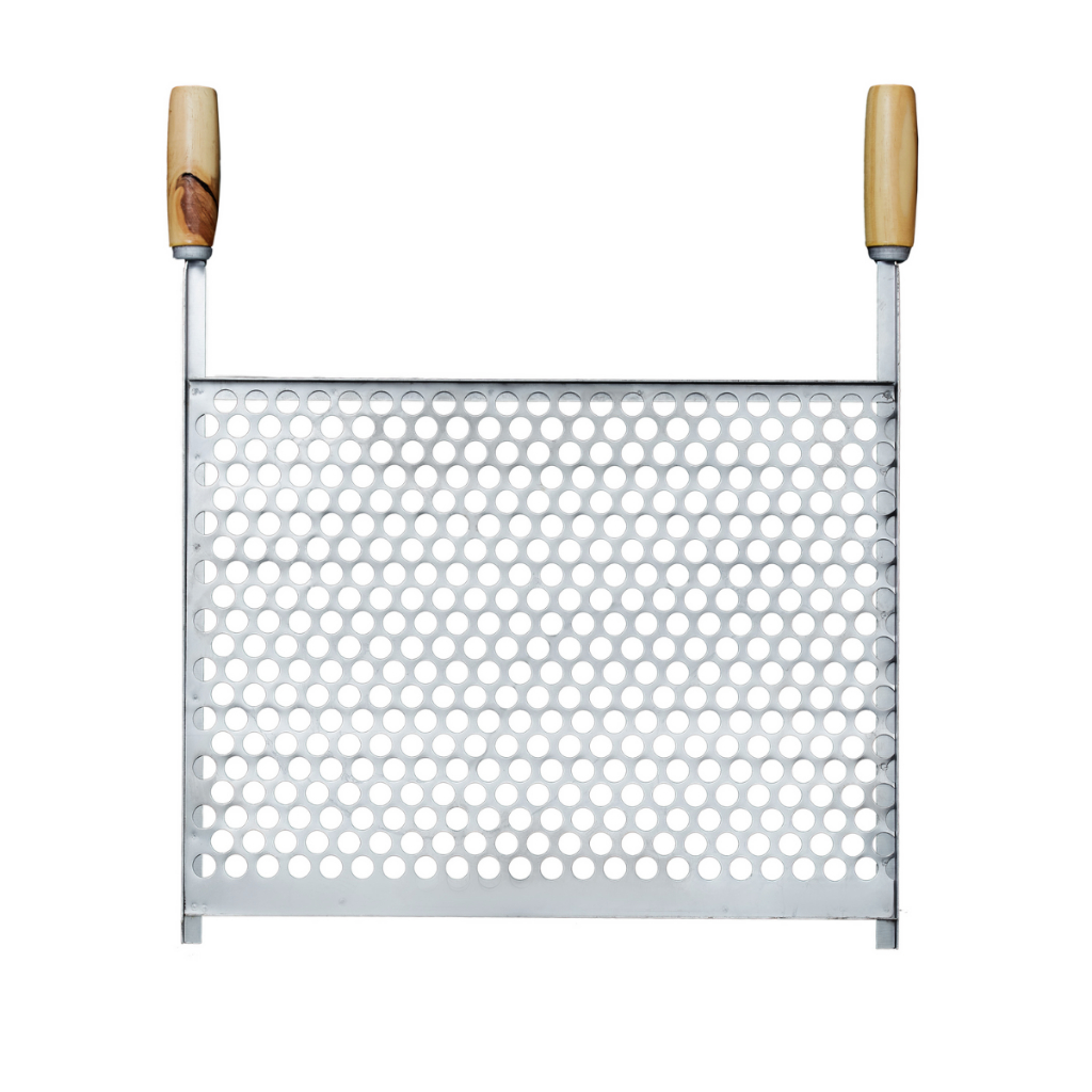 Grelha de Aço Para Churrasco 50x40 Tela Moeda Churrasqueira Com Cabo