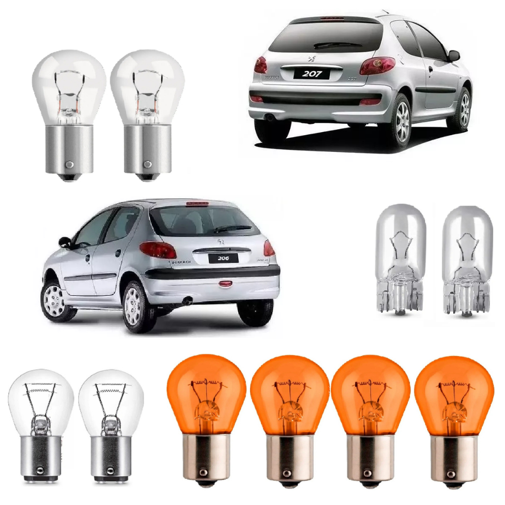 Lâmpada Lanterna Traseira Seta Ré Freio Peugeot 206 E 207 em Oferta na Shopee