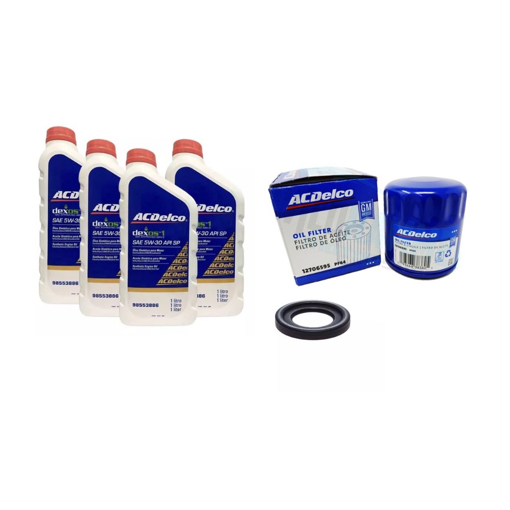 Kit troca de óleo com filtro óleo + vedador bujão cárter Tracker 1.0 Turbo Acdelco