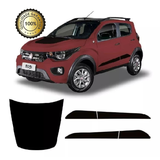 Adesivo Do Capô e Faixa Fiat Mobi Cross Way Protetor Preto