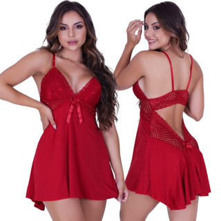 Camisola Feminina Costa Nua Lingerie Pijama de Dormir Laço Costa Sem Bojo em Oferta na Shopee