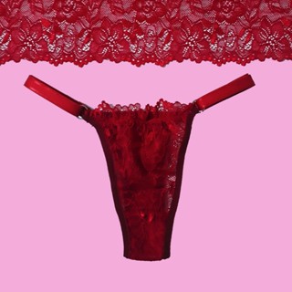 Calcinha BADMARY de Renda com Forro de Algodão Fio dental Alça Regulável - Moda íntima Feminina