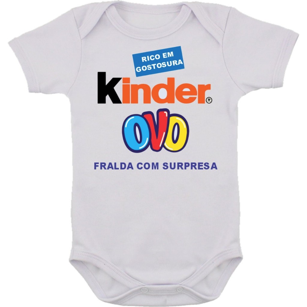 Body Bebê Menino/Menina Páscoa Chocolate Kinder Ovo - Fralda com surpresa - Body Frases