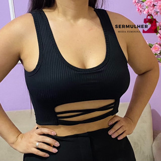Blusinha Cropped Feminino Com Bojo Regata Com Alcinha