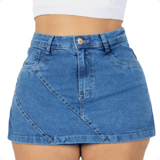 Shorts Saia Plus Size Feminino Com Cintura Alta E lycra