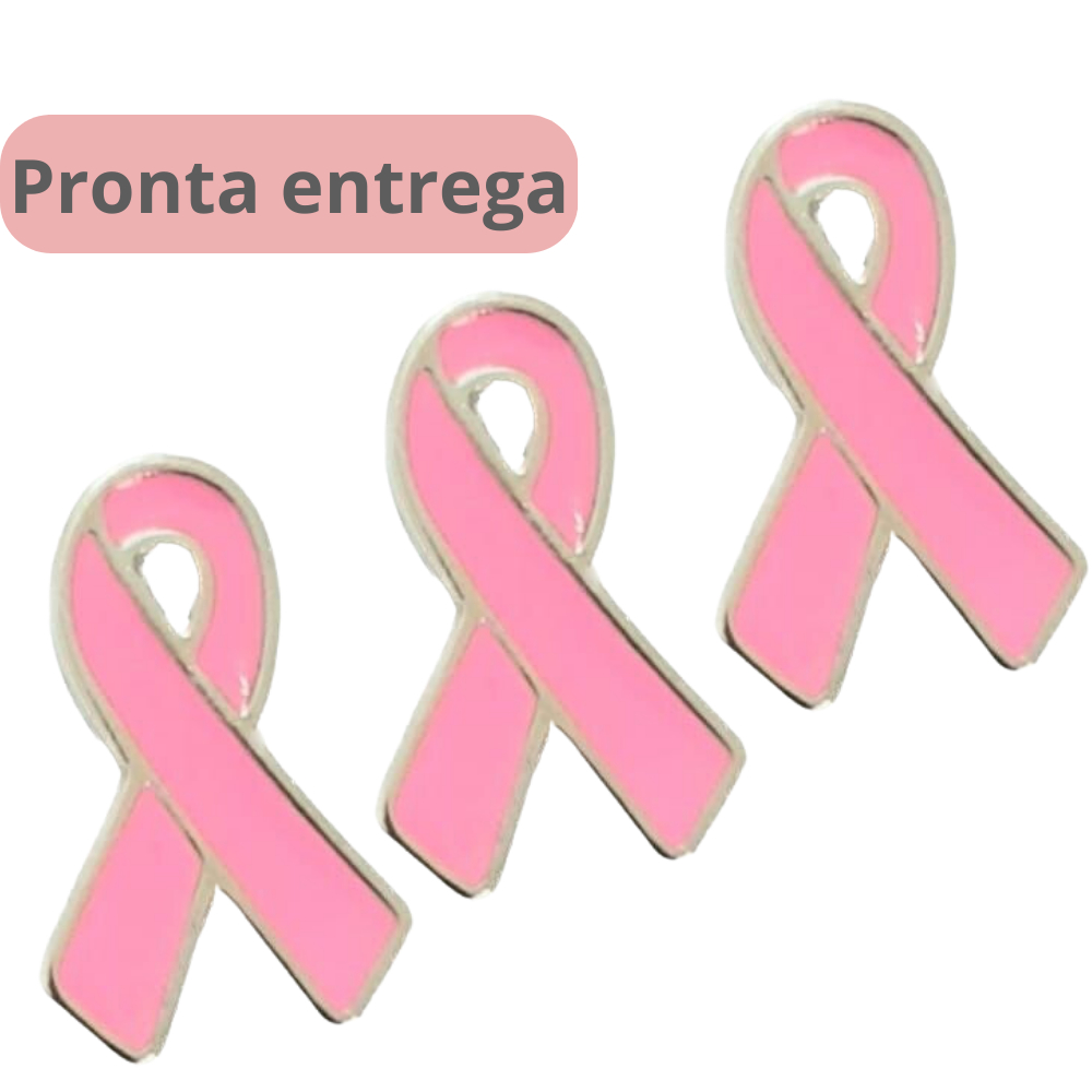 01 Laço Pin Broche Boton Campanha Outubro Rosa Conscientização da Prevenção de Câncer de Mama