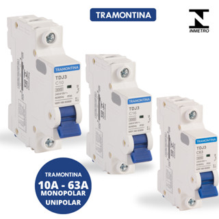 Disjuntor Unipolar Monopolar curva C Tramontina 10A ,16A ,20A ,25A ,32A, 40A, 50A ou 63A