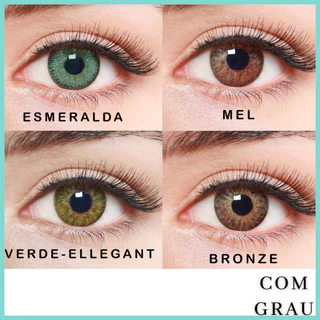 Lente de Contato Colorida Natural Vision Mensal Com Grau Miopia 2 Lentes (1 Par) 19 Cores