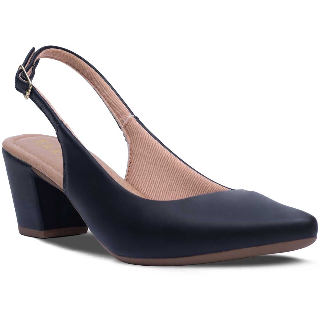 Sapato Feminino Social Scarpin Bico Fino Fivela Confortável Elegante Salto Grosso