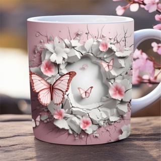 Caneca personalizada arte 3d borboleta butterfly caneca de porcelana 325 ml em Oferta na Shopee