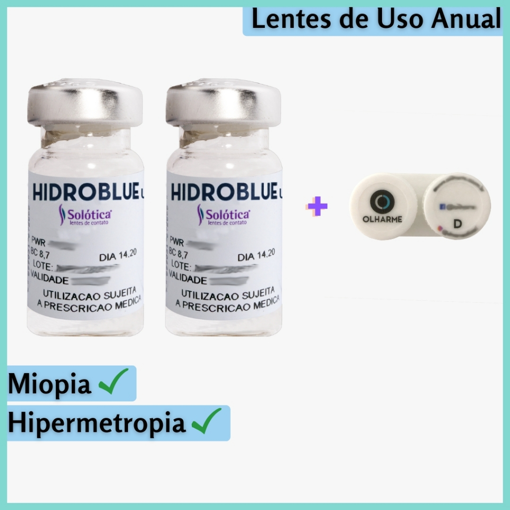 Lente de Contato Hidroblue UV Incolor Anual - Solótica - Com Grau