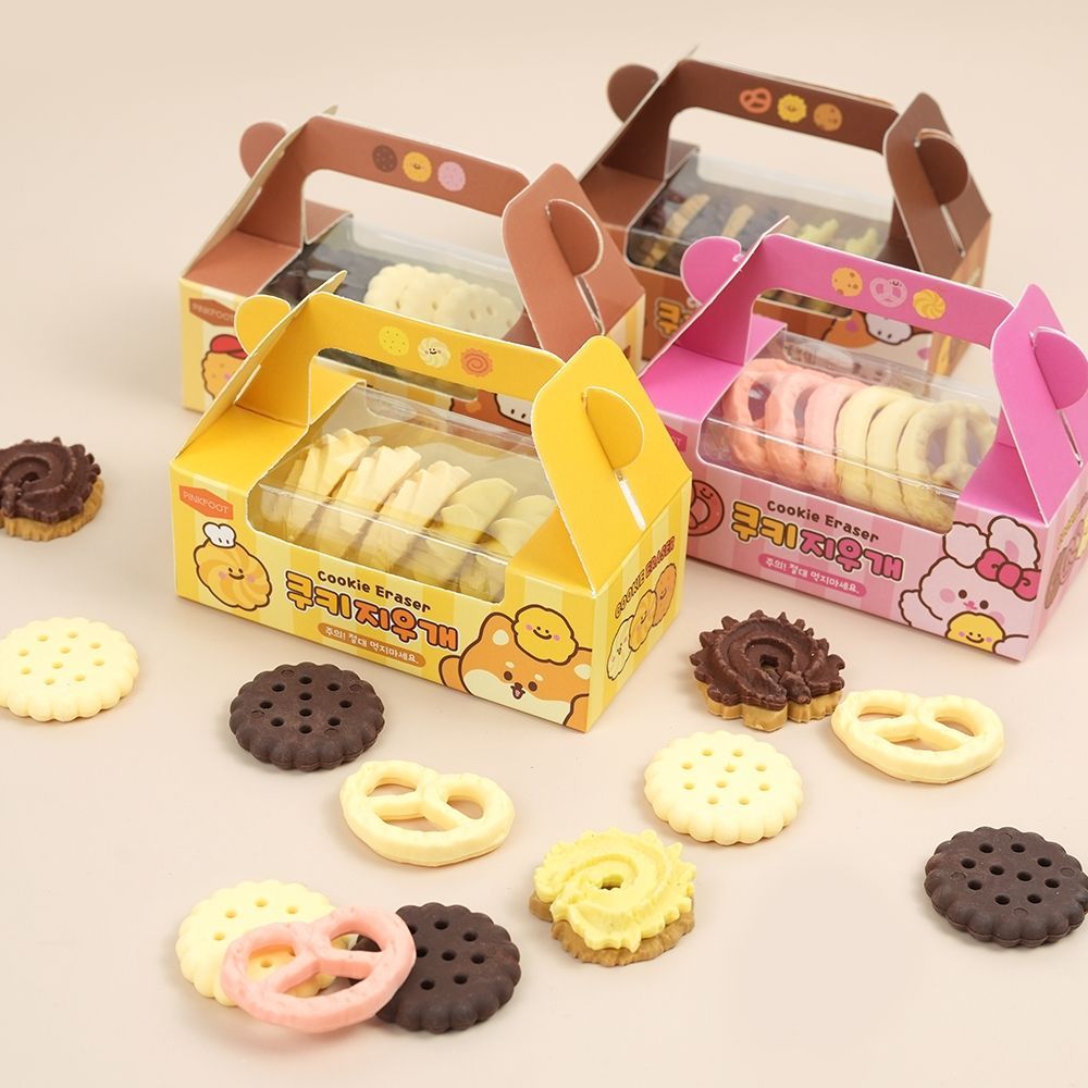 Kit com 6 borrachas fofas mini fofa bolacha biscoito cookies - Papelaria criativa kawaii Super Fofos