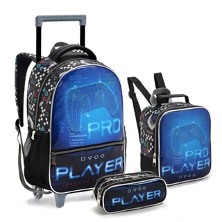 Kit Mochila Rodinhas Infantil Menino Game Pro Player Lançamento em Oferta na Shopee