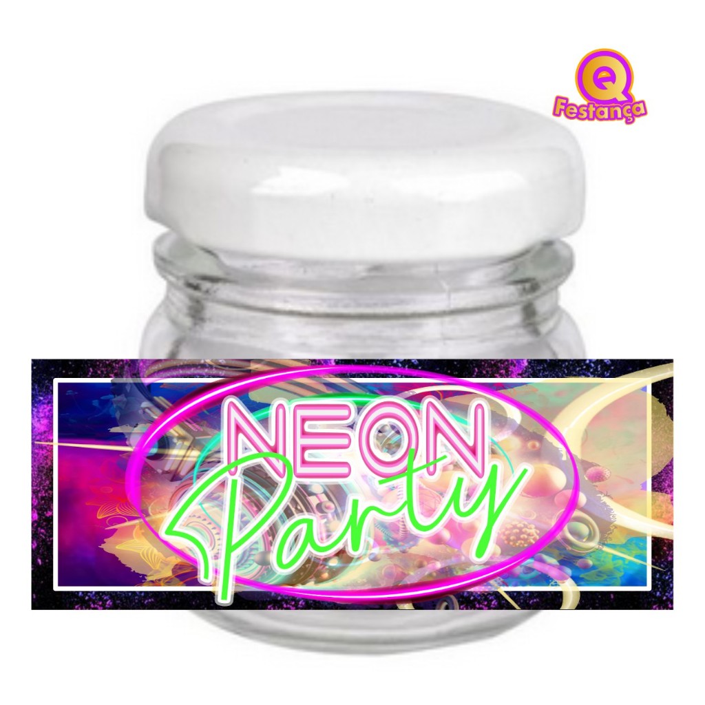 Adesivos Rótulo para Potinho 40ml Balada Neon - Pronto para ser Aplicado, Decoração de Festa de Aniversário Neon, Kit Balada