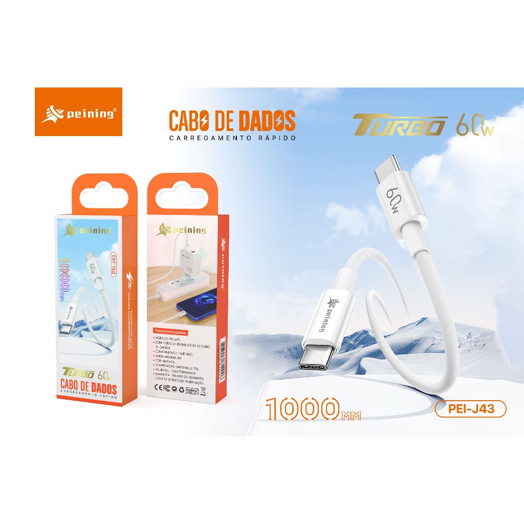 PEINING Cabo Tipo C - Dois Lados Para Cabo De Carga Rápida Cabo PEI-J43 - Mobile & Gadgets