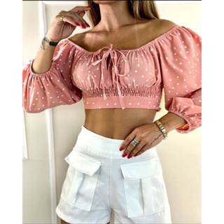 Cropped Ciganinha Manga Bufante