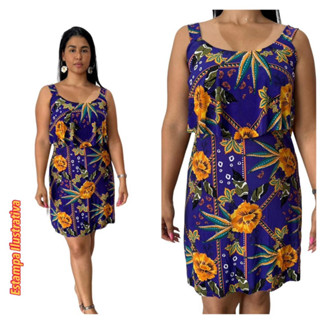 Vestido Alcinha Com Babado em Busto ou Saia Em Liganete Malha Fria Estampados Envio dentro de 24 Horas
