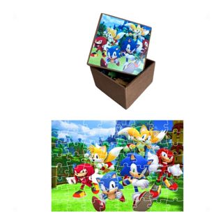 Quebra Cabeça Infantil Personagens em madeira MDF com 64 Peças + Caixinha Personalizada com o Tema do quebra cabeça