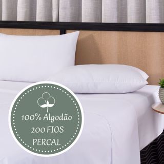 Kit Jogo de Cama Casal Lençol com Fronha Percal 200 fios 100% Algodão Cores Modernas e Suaves 3 peças