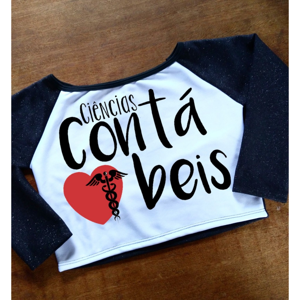Cropped de Ciências Contábeis com Coração - Moletom Feminino
