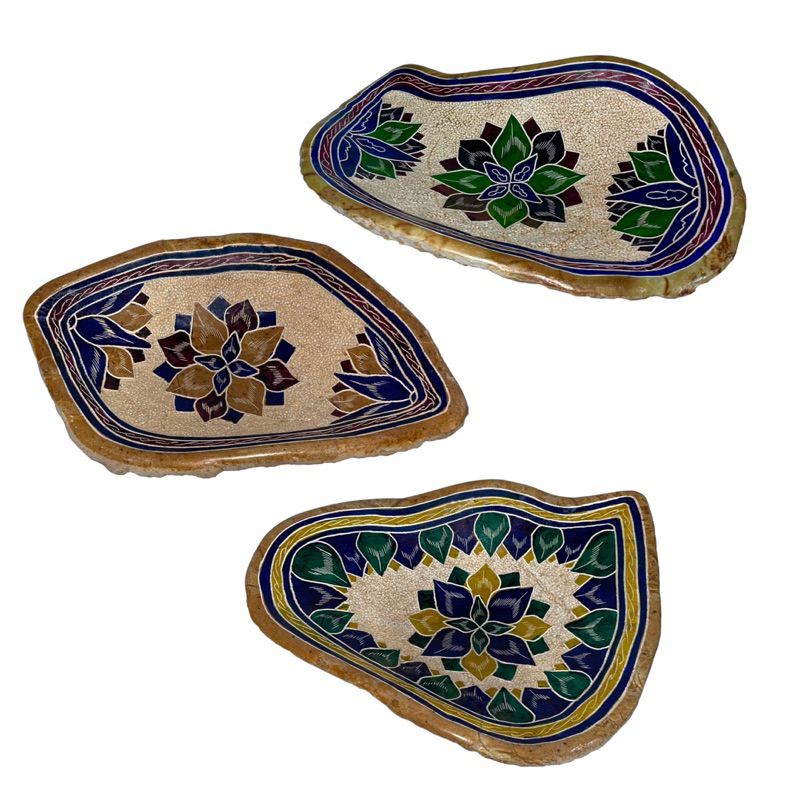 Kit 3 Gamela Fruteira Centro de Mesa em Pedra Sabão 31 cm enfeite de Mesa Saladeira