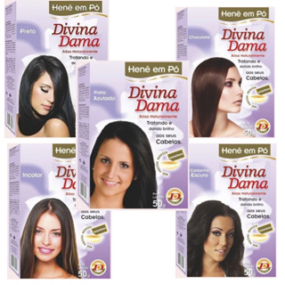 Henê Pó Divina dama Alisamento e Tintura 50g - 5 opções de cores em Oferta na Shopee